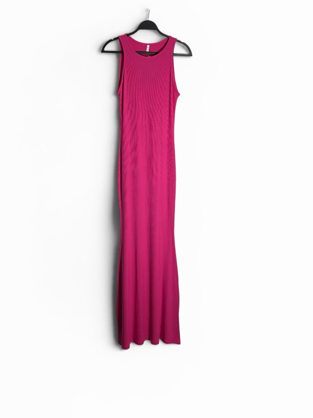 ReoRia Sleeveless Maxi Dress in Fuchsia Pink Soft Ribbed Body Con